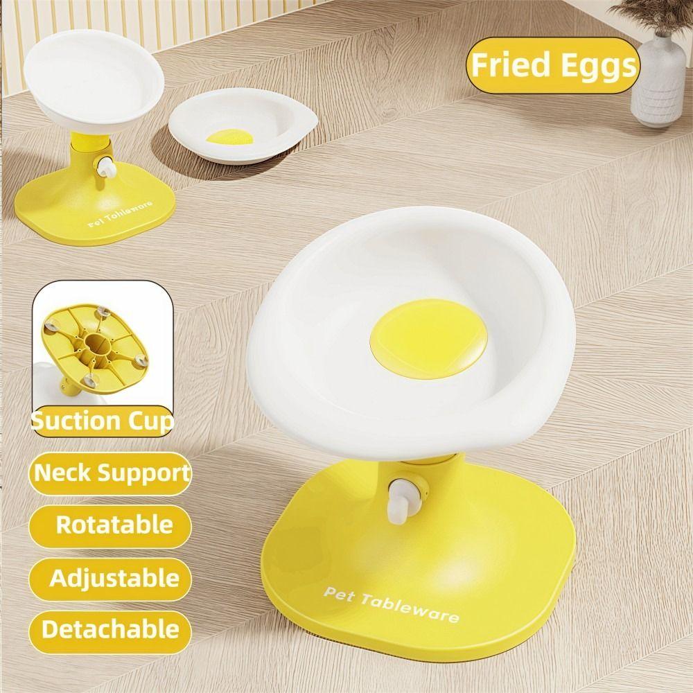 Adjustable Cat Food Plate Vacuum Suction Cat Food Bowl  Dual-purpose Anti-rollover