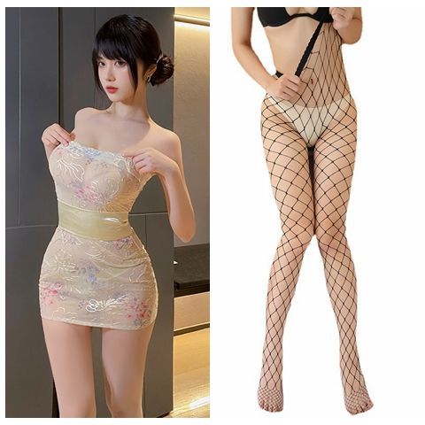 Tube top embroidery print perspective kimono suit sex underwear sexy hip wrap uniform sex underwear
