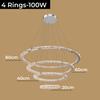 Nordic Crystal Ring LED Chandelier Luxury Stainless Steel Dimmable Pendant Lamp Kitchen Dining Room Ceiling Chandeliers Lighting