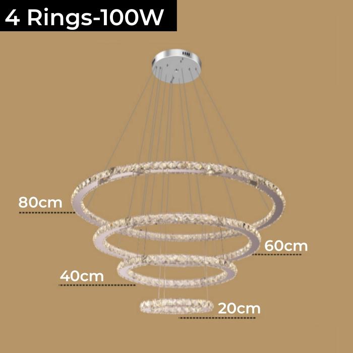Nordic Crystal Ring LED Chandelier Luxury Stainless Steel Dimmable Pendant Lamp Kitchen Dining Room Ceiling Chandeliers Lighting