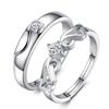 1 Pair Zircon Couple Rings Charm Open Rings For Women Men Adjustable Wedding Rings
