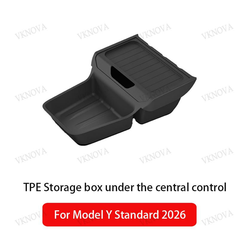 Smabee для Tesla Model Y Juniper RWD Standard 2026 2025 Центральный нижний ящик для хранения TPE Центральный лоток-органайзер Аксессуары для уборки
