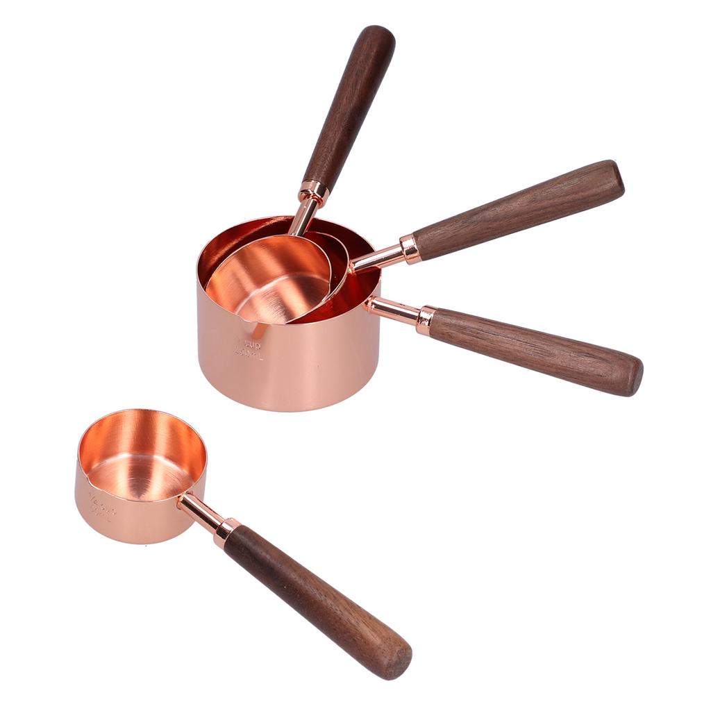 4pcs Rose Gold Measuring Cup with Scale Stainless Steel Measuring Spoon for Home Kitchen