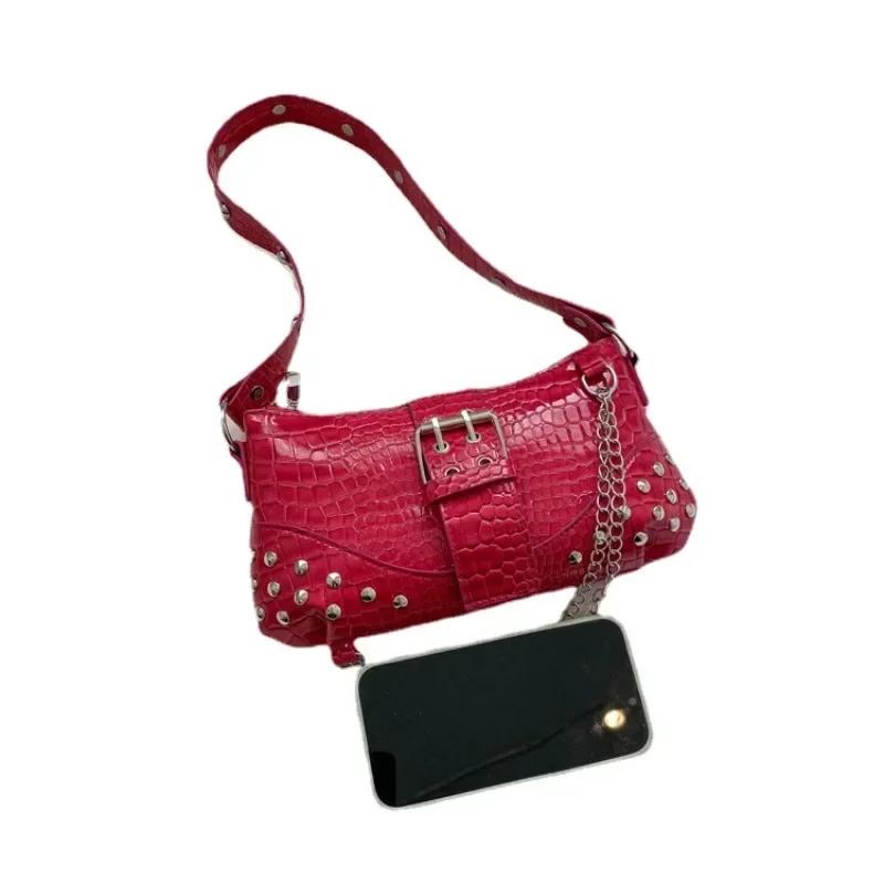 Модные женские сумки через плечо, новые высококачественные, горячая распродажа, универсальные, трендовые, на молнии, с заклепками, молодежные женские сумки