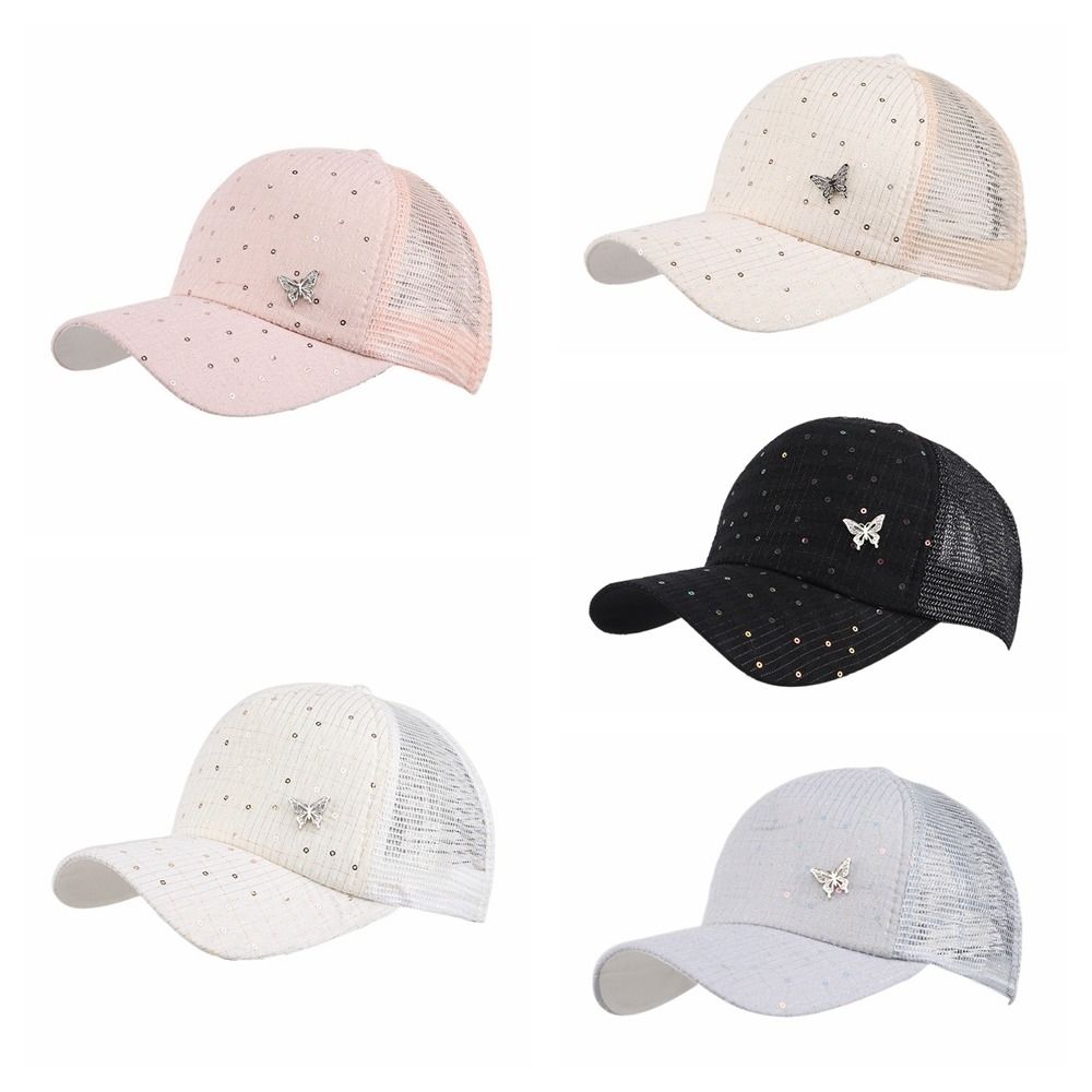 Butterfly Sport Peaked Hat Adjustable Summer Sun Hat Fashion Mesh Baseball Hat Riding