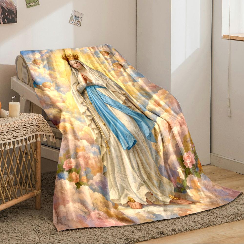Heavenly Angelic Figure with CrownFlannel blanket for bedroom, living room, sofa, and nap