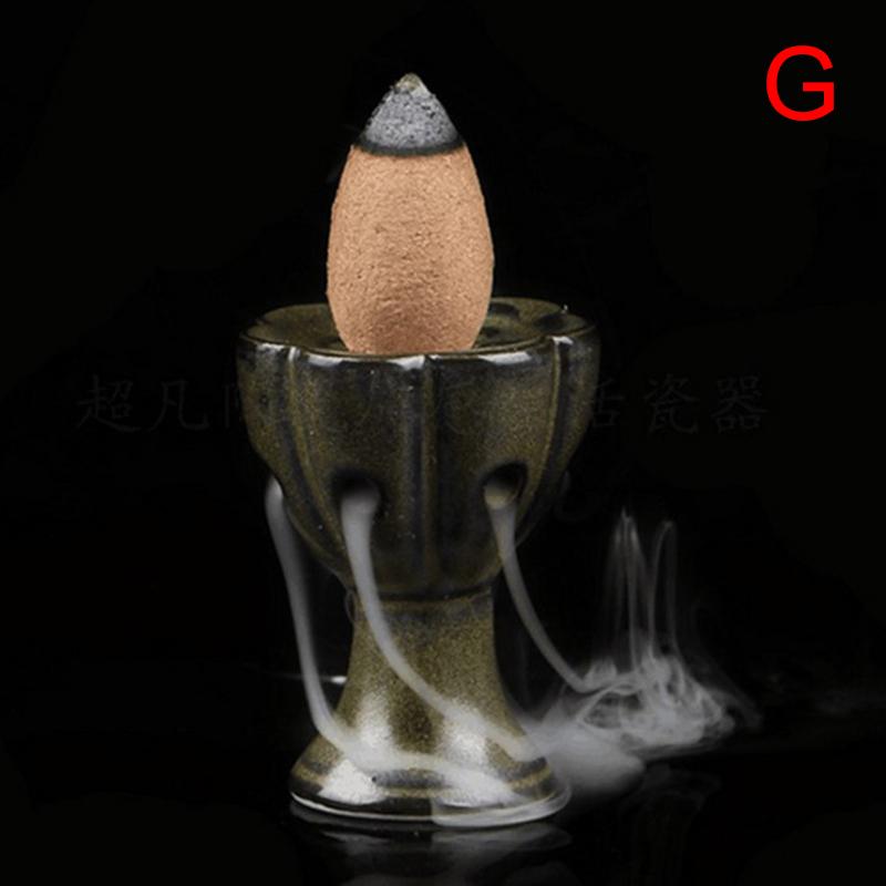 7 Style Practical Sandalwood Cones Backflow Censer Lily Ceramic Incense Burner Holder
