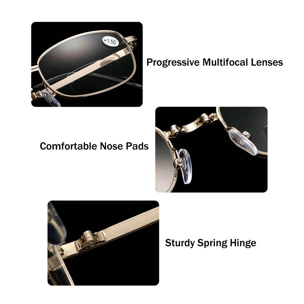 Очки для пресбиопии Прогрессивные мультифокальные линзы Включает футляр для очков Металлические очки для чтения