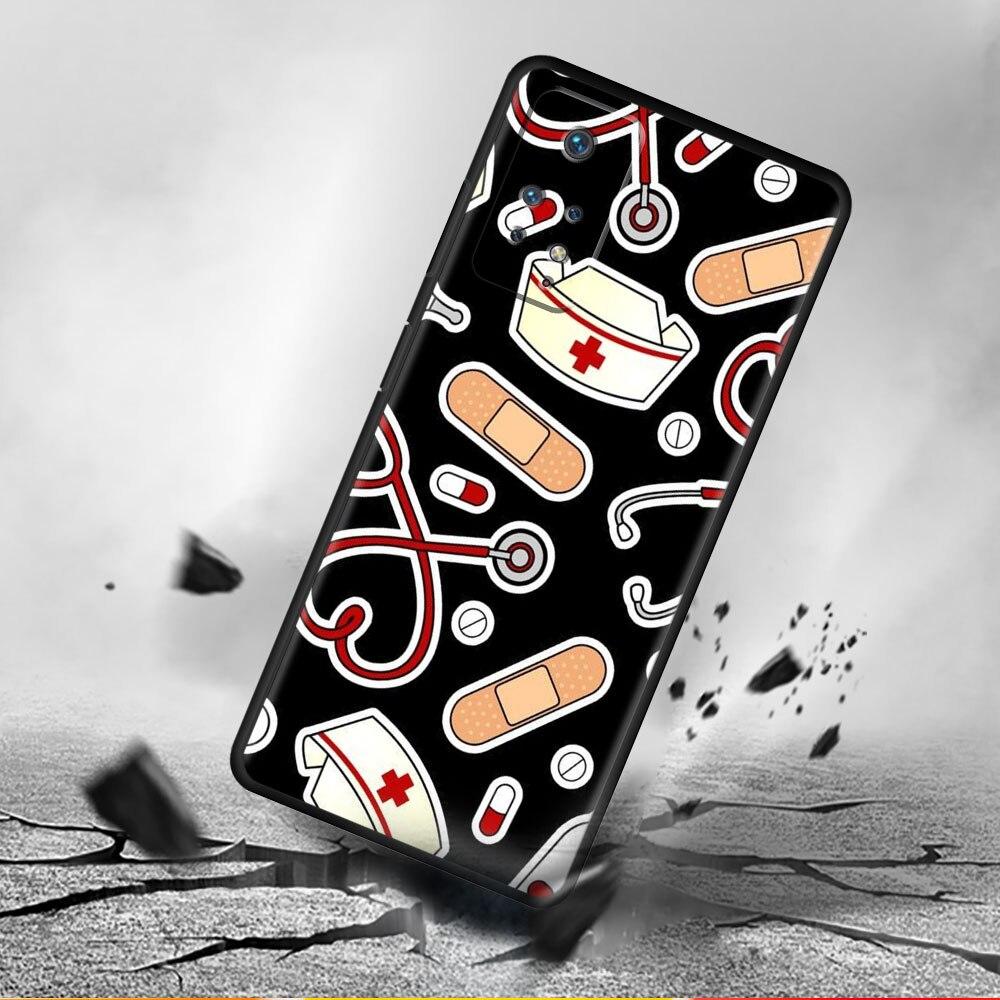 Для Redmi Note 9A 11 Pro K40 9T 7 10 8 9S 9 9C 8T K40S 10C черный стильный телефон Funda Nurse Medical Medicine