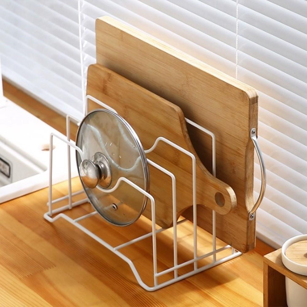 Hollow Design Pan Lid Organizer Multifunctional Cutting Board Holder Kitchen Storage Rack Cabinet