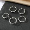 5 шт. винтажные металлические кольца серебряного цвета для женщин, модные ювелирные изделия с черной бабочкой