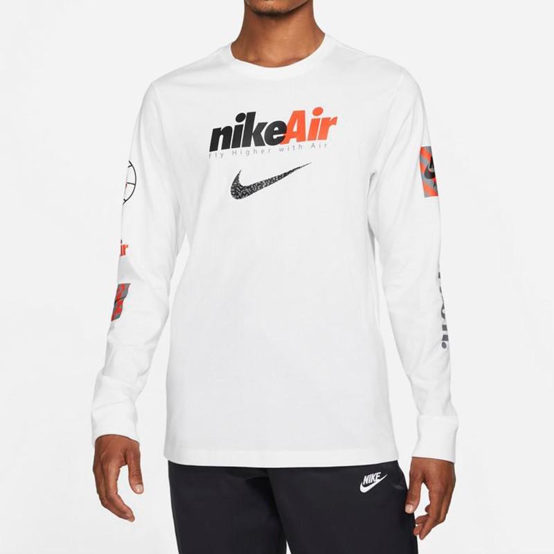 Nike Дышащая футболка с длинным рукавом с логотипом Air, мужские топы белого цвета DJ1416-100