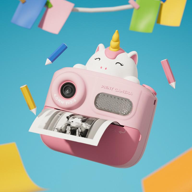 Детская камера для фотосъемки Мини-принтер Портативная термальная мгновенная печать фото для детей HD Двойная камера 4800 Вт Обучающая игрушка в подарок