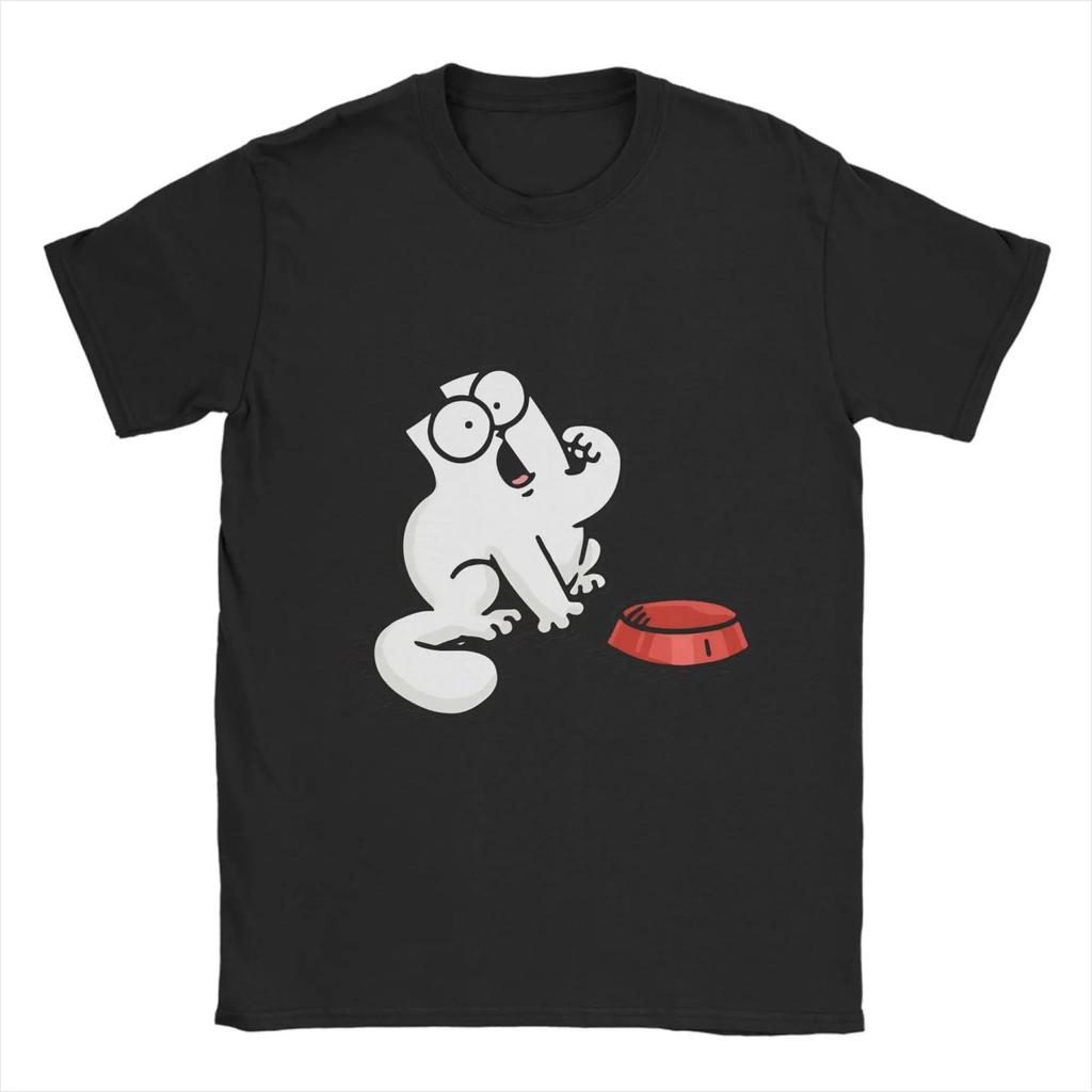 Simons Cat T Shirt Beach Harajuku T Shirts Men's Cotton O Neck Oversize Clothing Short Sleeve Y2K Funny Tshirt