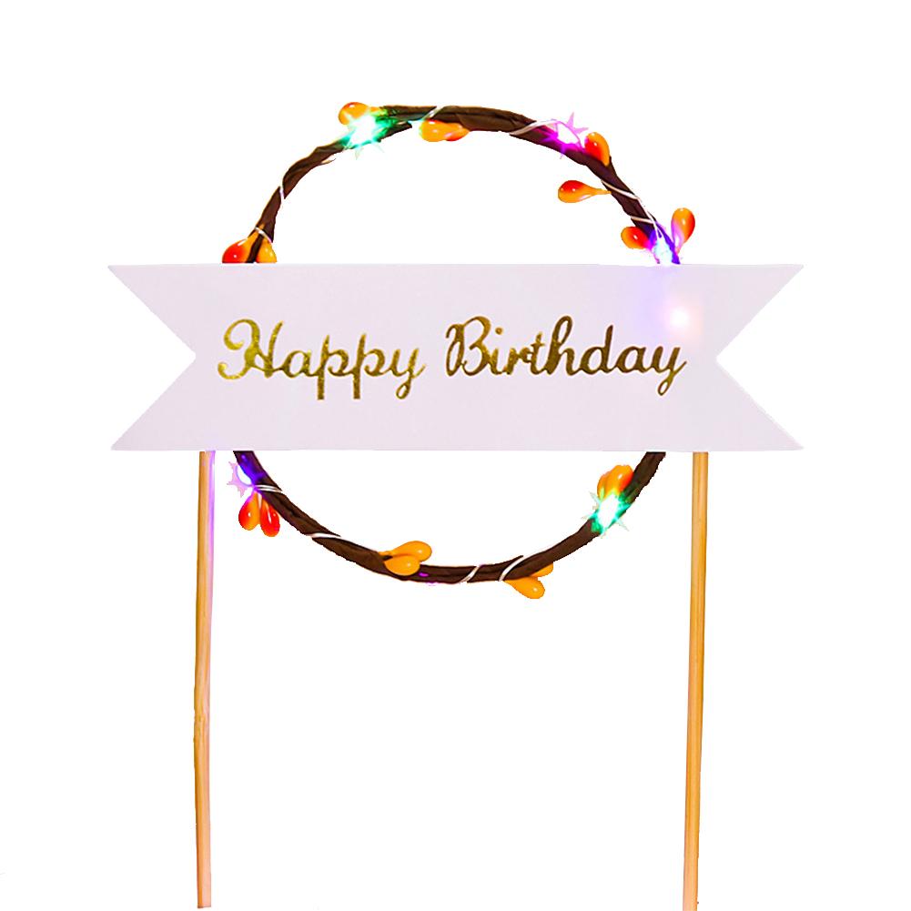 Led Luminous Garland Insert Card Bright Cake Decoration For Birthday Party Diy Cake Decoration