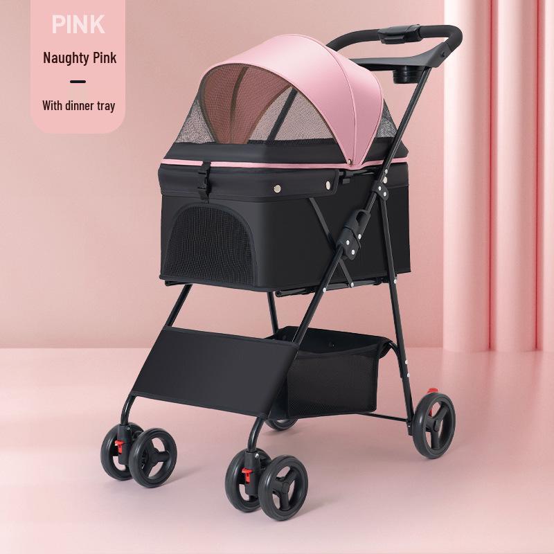 Lightweight Foldable Pet Stroller for Small & Medium Dogs and Cats - Detachable for Outdoor Walks