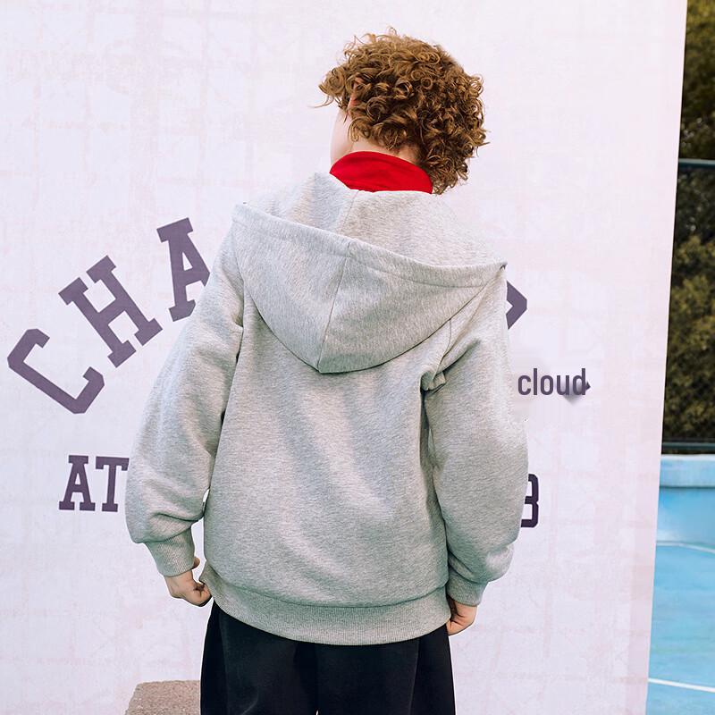 Champion Детская хлопковая толстовка с капюшоном на молнии с вышивкой