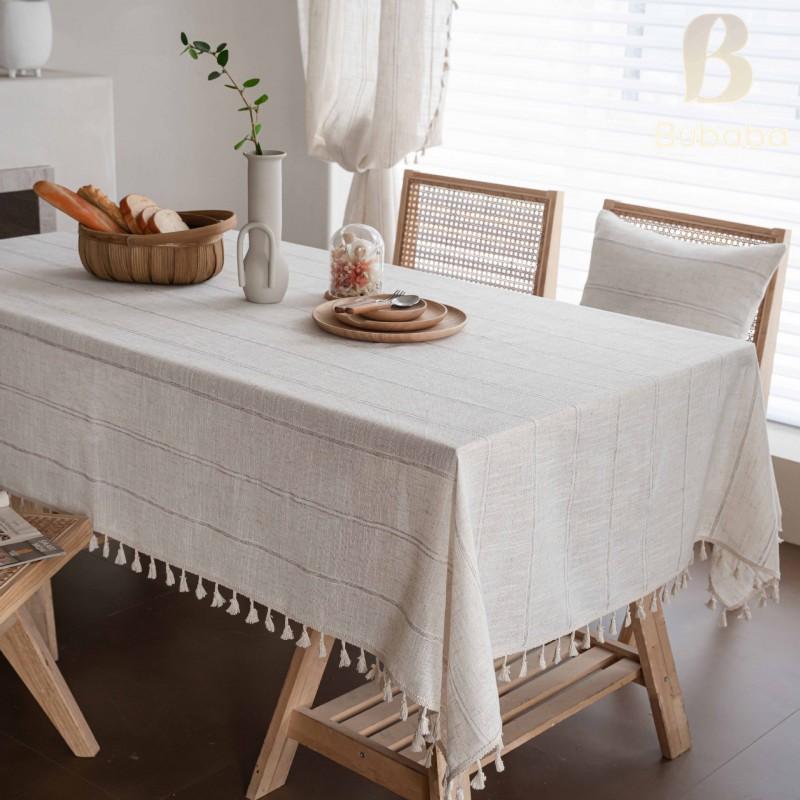 Luxury Solid Color Tablecloth With Tassels Home Decor Dustproof Rectangular Dining Table Coffee