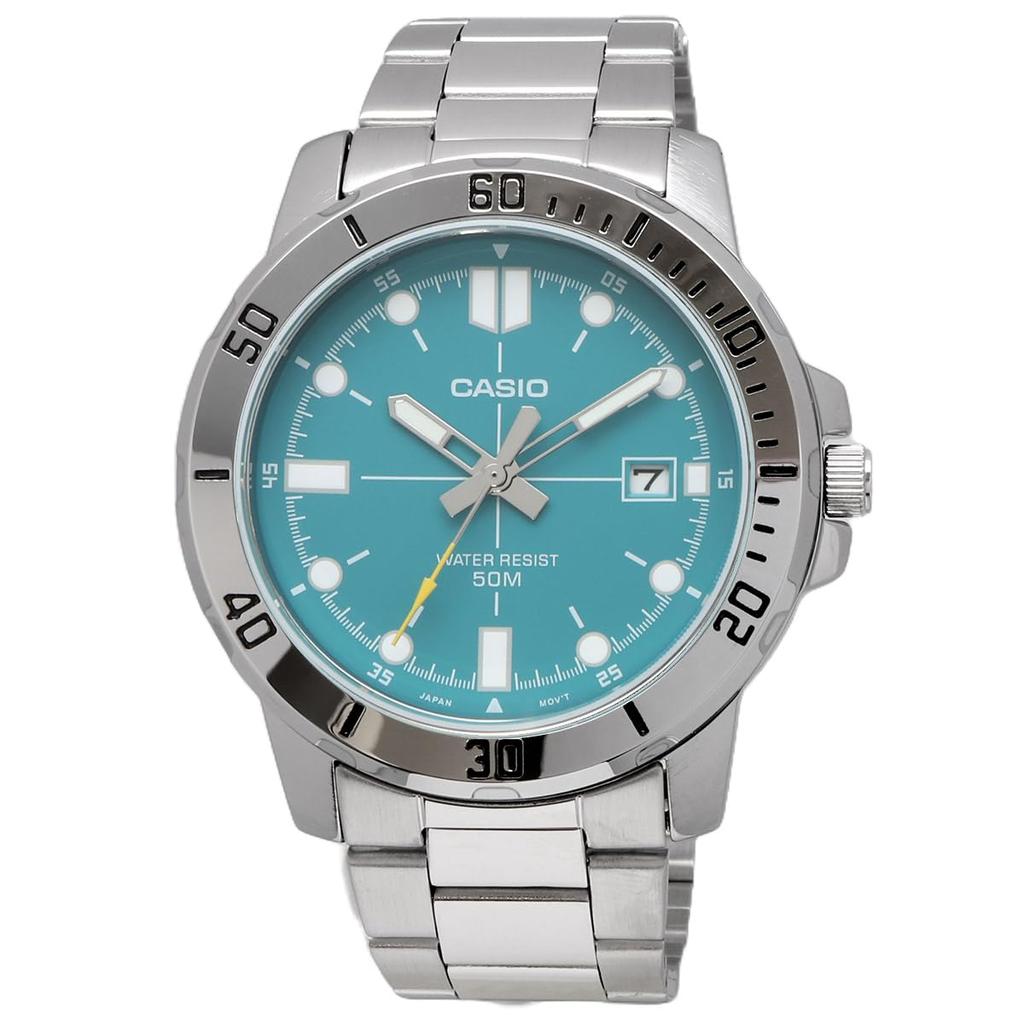 Casio Standard Analog Quartz Watch with Metal International Model Men's MTP-VD01D-3E2V Band, Blue-Green, [Used]