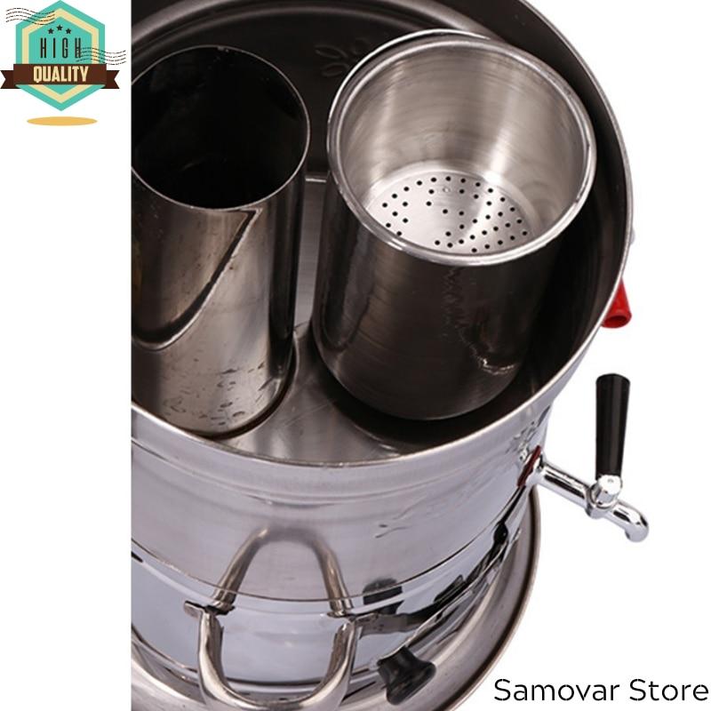 Turkish Samovar Stainless Steel Double Faucet Water Boiler Teapot Set Stove Tea Kettle Teaware Kettle Samovar Tea Picnic Samovar On The Wood