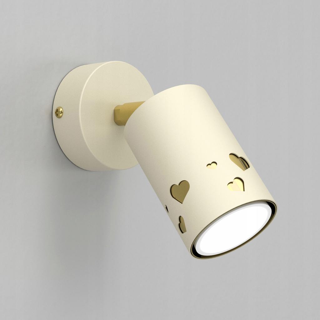 Dziecięca lampa sufitowa plafon spot led beżowa serca ecru złoty gu10