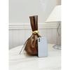 OYOANGLE Women's Mini Leather Bucket Bags Top Handle Purse Metallic Buckle Handbags Bag
