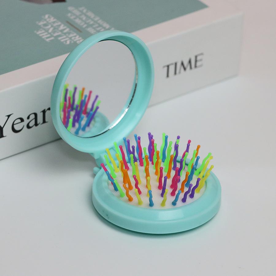 Компактная складная расческа с зеркалом и массажем воздушной подушкой для девочек