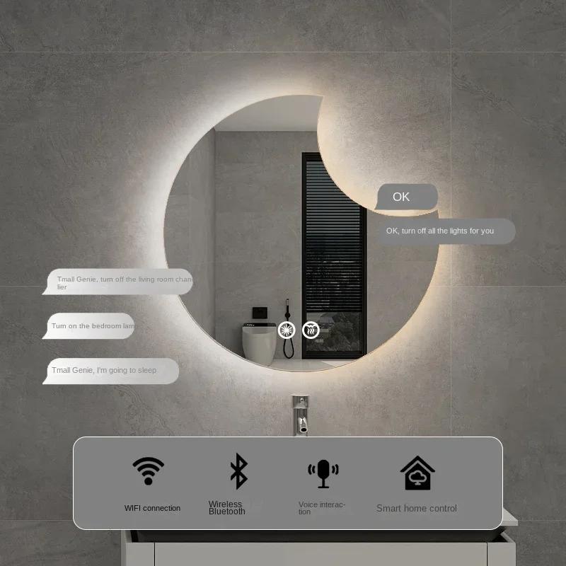 Aesthetic Kawaii Smart Wall Mirror Luxury Full Length Shower Irregular Mirror Moon Abstract Creative Miroir Mural Wall Decor