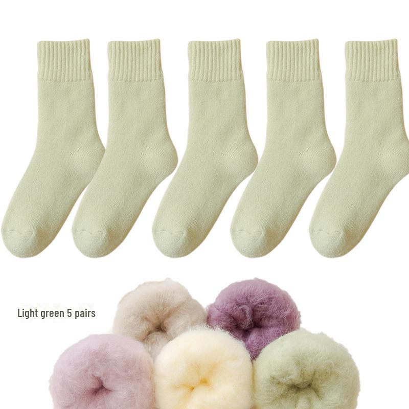 Женские флисовые носки Zhuji средней длины: Плотный, теплый бархат для осени/зимы — идеально подходит для сна и родов