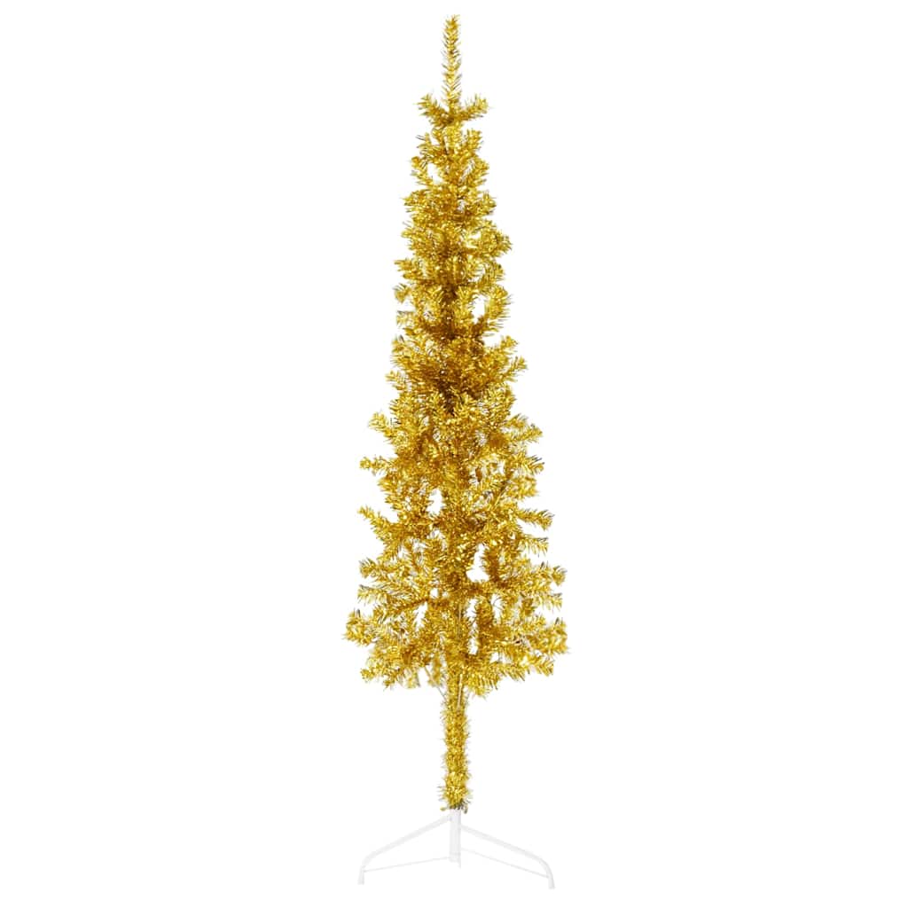 Artificial Half Christmas Tree with Stand Slim Gold 120 cm