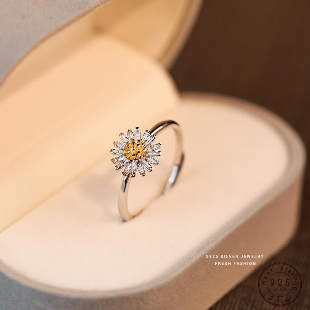 925 Sterling Silver Cute Simple Little Daisy Flower Ring For Women Exquisite Temperament Party Jewelry