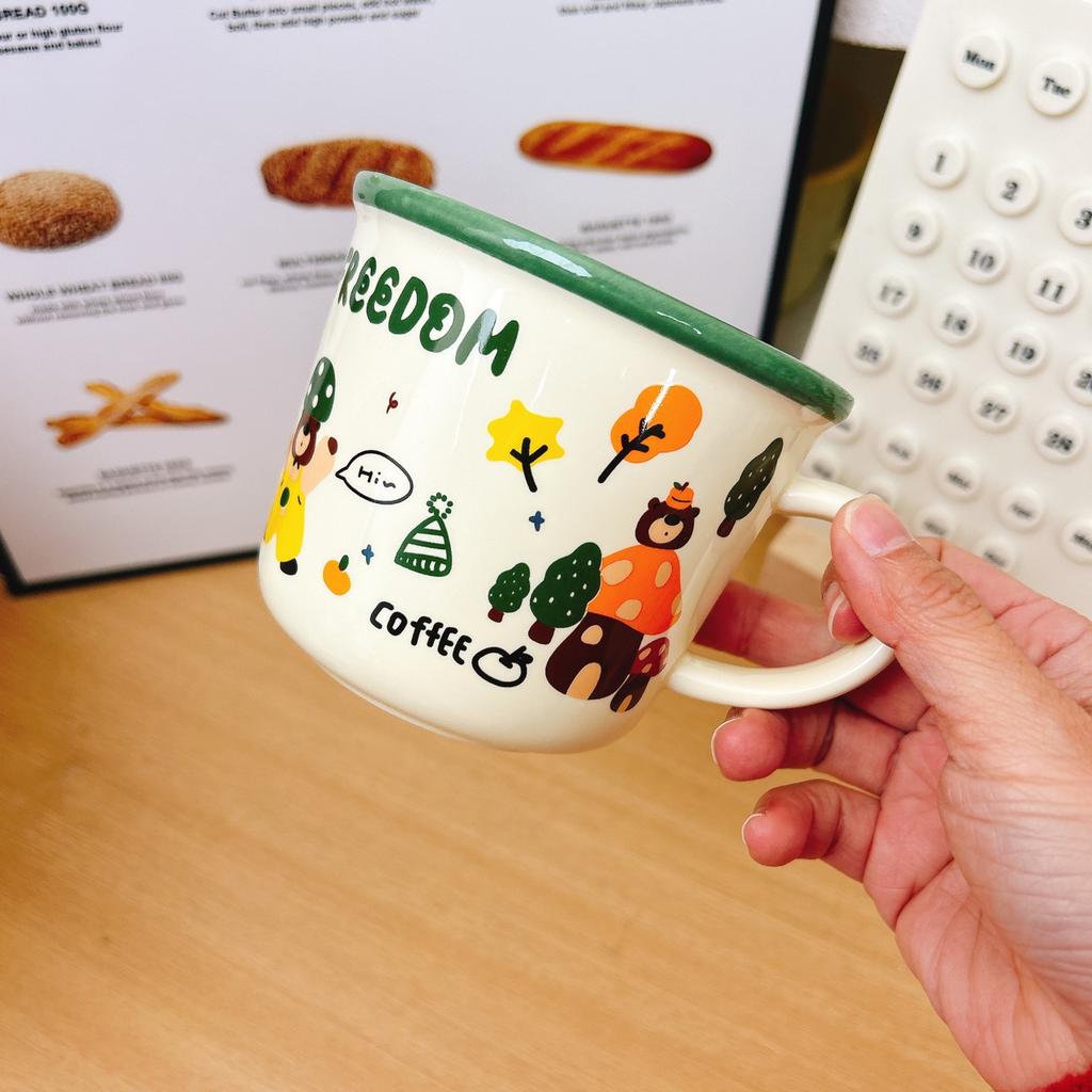 Cartoon Cute Bear Ceramic Cup Mug Breakfast Cup Gift Ceramic Home Birthday Full Moon Souvenir