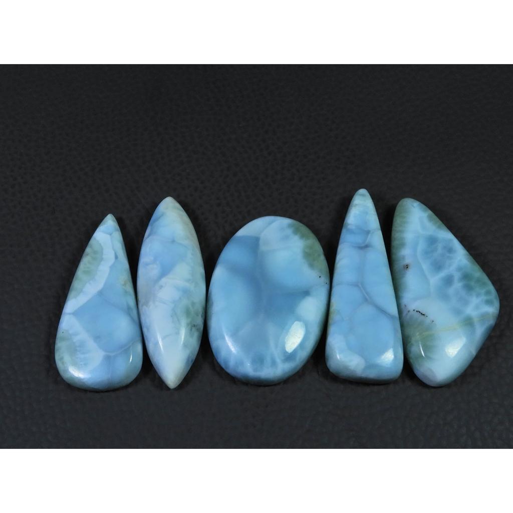 221Cts. Natural Larimar Pectolite Mix Cabochon Loose Gemstone 05 Pcs Lot C-828