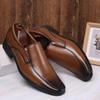 Men Casual Leather Shoes Slip On Small Square Toe Japanese Design