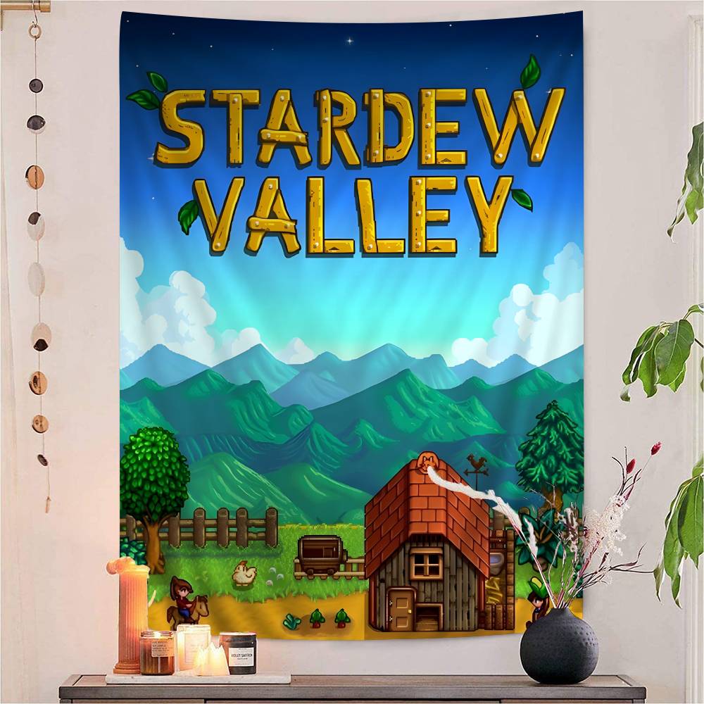Игровой коврик Stardew Valley, красочный настенный гобелен, подвесной таро, хиппи коврики на стену, декор для стены комнаты в общежитии