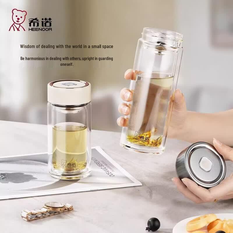 Heenoor XN-CG005C Double Wall Glass Tea Infuser Bottle