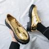 Fashion Korean Style Men's Design Thick Soled Men Casual Oxford Golden Fashionable Round Toe Gathering Comic Exhibition Large Size Shoes