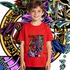 Yu Gi Oh Dark Magician Anime Print Cotton T Shirt for Boys Girls Kids Casual Soft Breathable Top