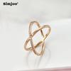 SIMJOO Женское кольцо с двойным кругом и цирконом в индивидуальном дизайне