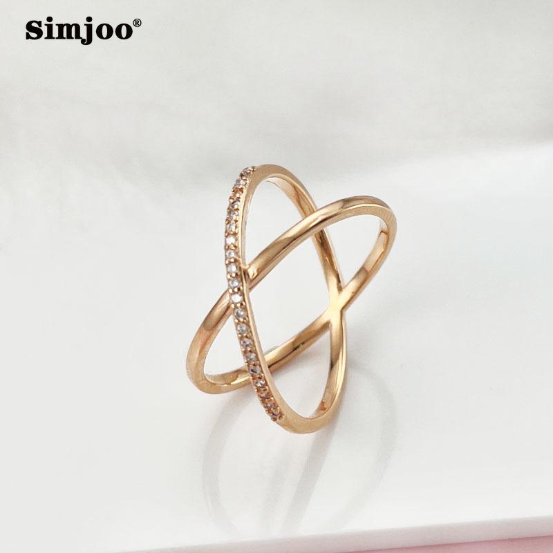 SIMJOO Женское кольцо с двойным кругом и цирконом в индивидуальном дизайне