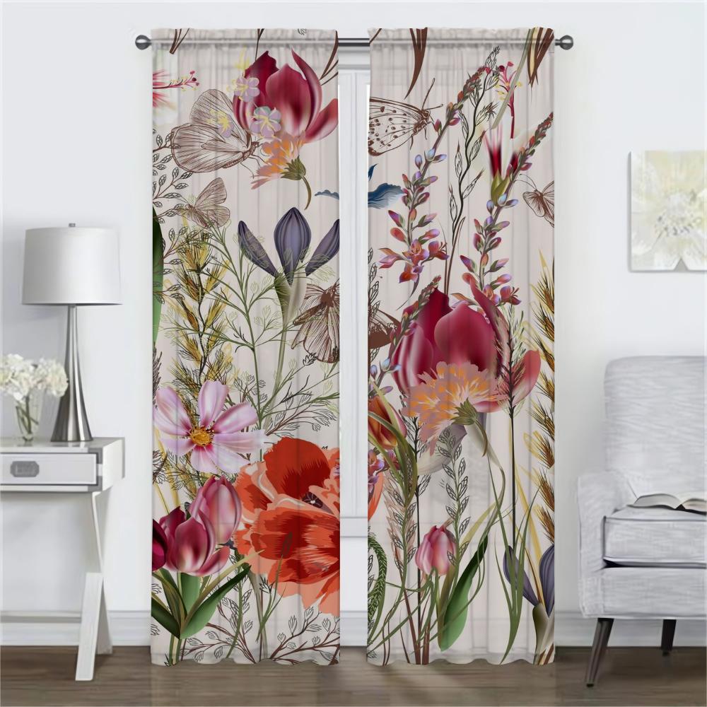 Домашний интерьер Шторы для камеры Цветочные затемняющие шторы для комнаты 2 Панельные жалюзи Разделение Хэллоуин Украшения Гостиная Кухня
