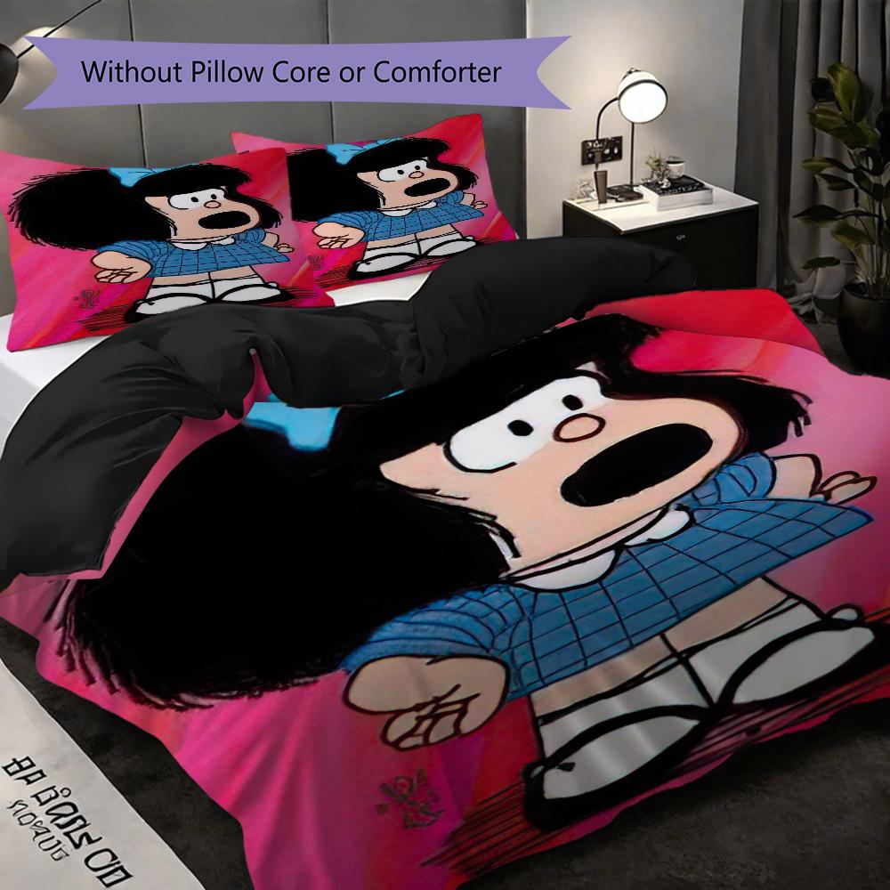1PC Mafalda pattern Bedding Quilt Set Quilt Cover Pillowcase Home Decoration Birthday Gift (1 * duvet cover + 2 * pillowcase, without core)