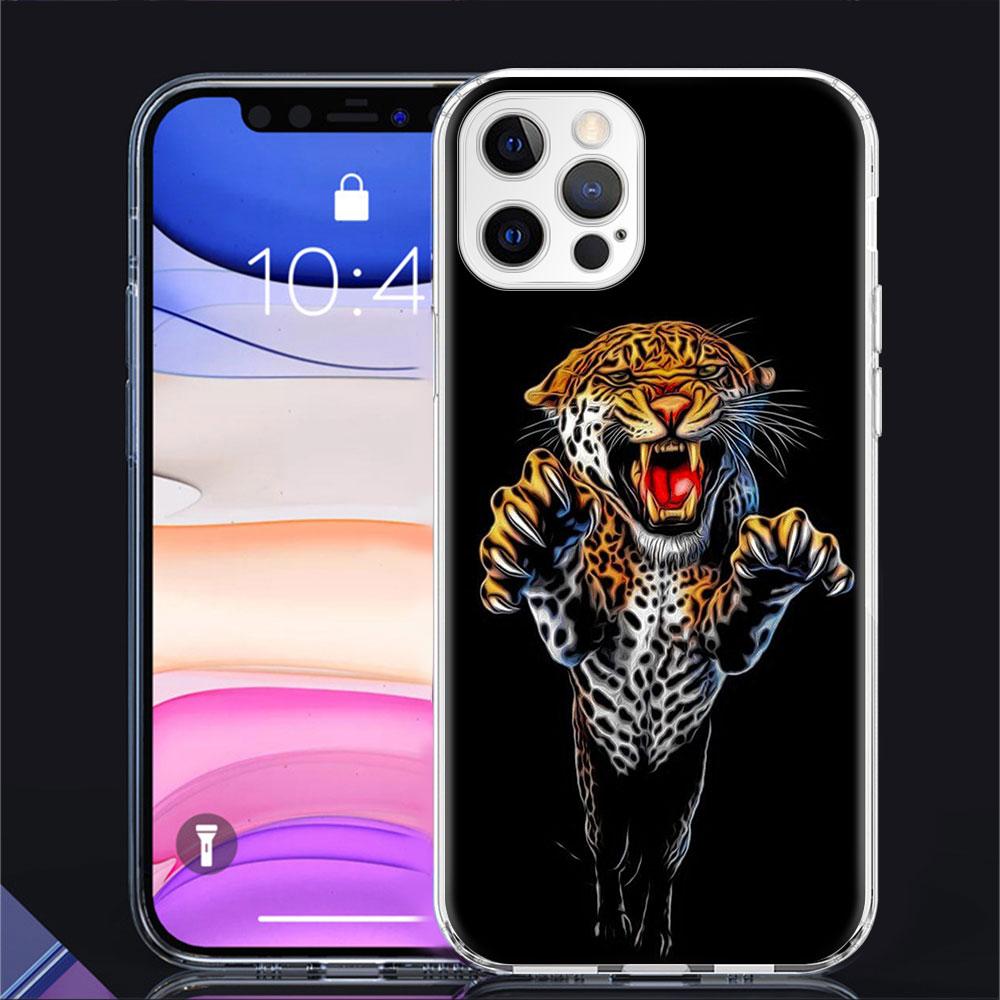 Чехол с изображением тигра и животного для Apple iPhone 11 13 14 12 Pro 7 8 Plus XR X XS Max 6 6S 14Pro, прозрачный силиконовый чехол для телефона