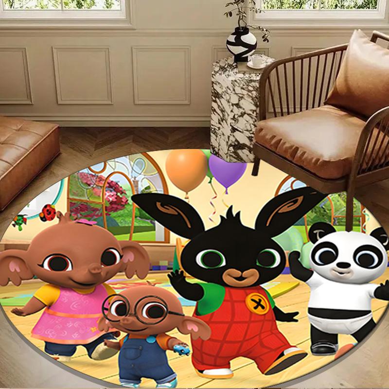 Bunny's Cozy Hug Round Rug for Livingroom,Bedroom, Palyroom, Chair Rug, Area rug, Circle Carpet, Large Size Fan Christmas gift