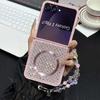 Чехол для Samsung Galaxy Z Flip 7 6 5 4 3 Совместимый с MagSafe Кристальный Декор Браслет-ремешок на запястье Ударопрочный Чехол Защитные бамперы для телефона