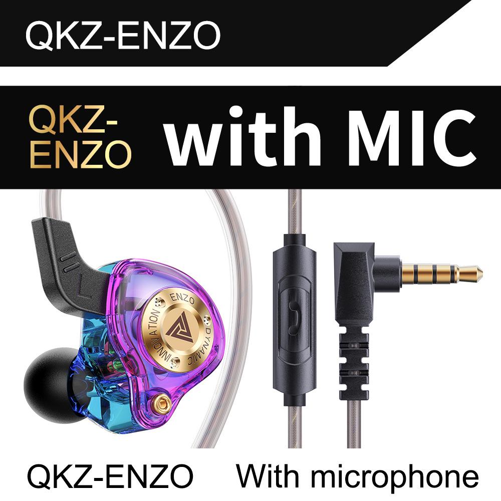 QKZ Super Bass Wired Earphones ENZO Headset 3.5MM In-Ear Earbuds With HD Microphoen Noise Cancel Headphone Cable Control