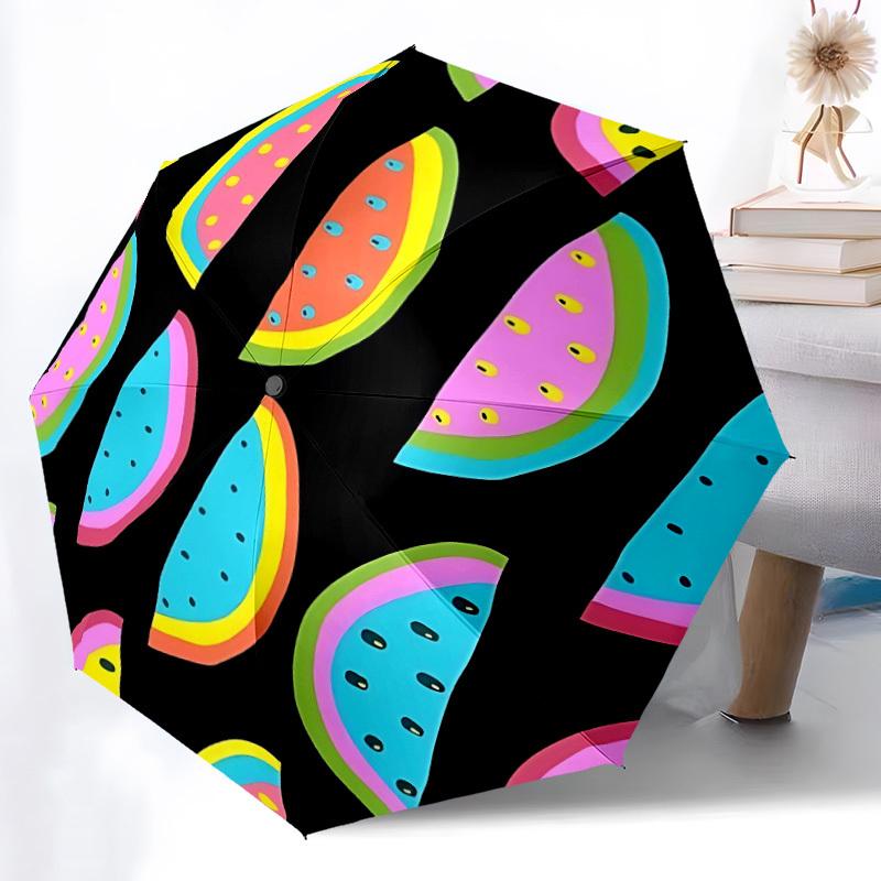 1pc Watermelon slices pattern Automatic Folding Umbrella - Portable Collapsible Design, 8-Rib Iron Frame, Durable Fabric yy251125083