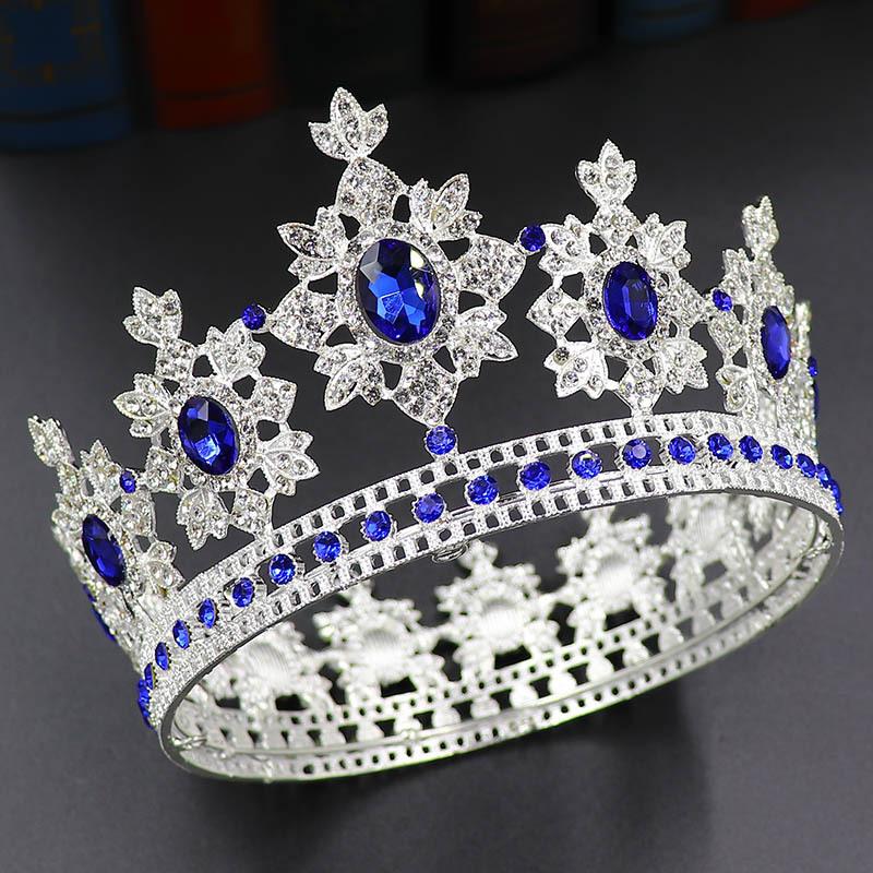 Round Full Circle Bridal Crown Baroque Alloy Rhinestone Crown Wedding Headdress Bridal Crown
