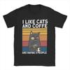 Мужская футболка I Like Cats And Coffee, винтажные футболки с коротким рукавом и круглым вырезом, хлопковая оригинальная одежда