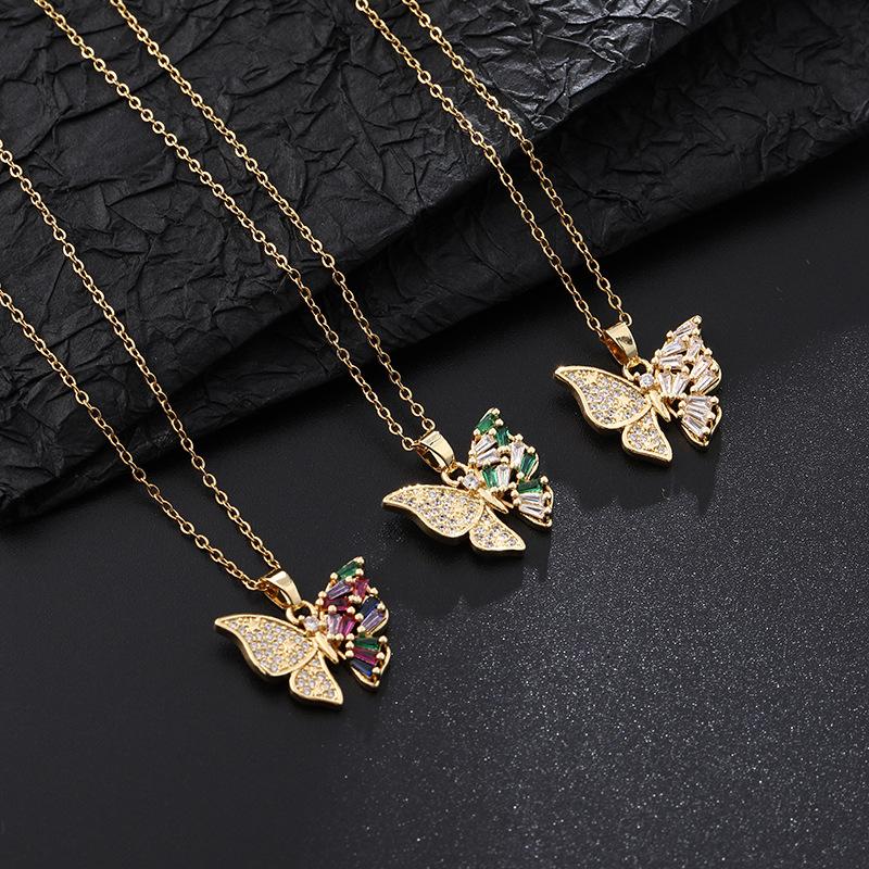 Женское ожерелье с подвеской в виде бабочки из кристалла циркона, подарок для пары